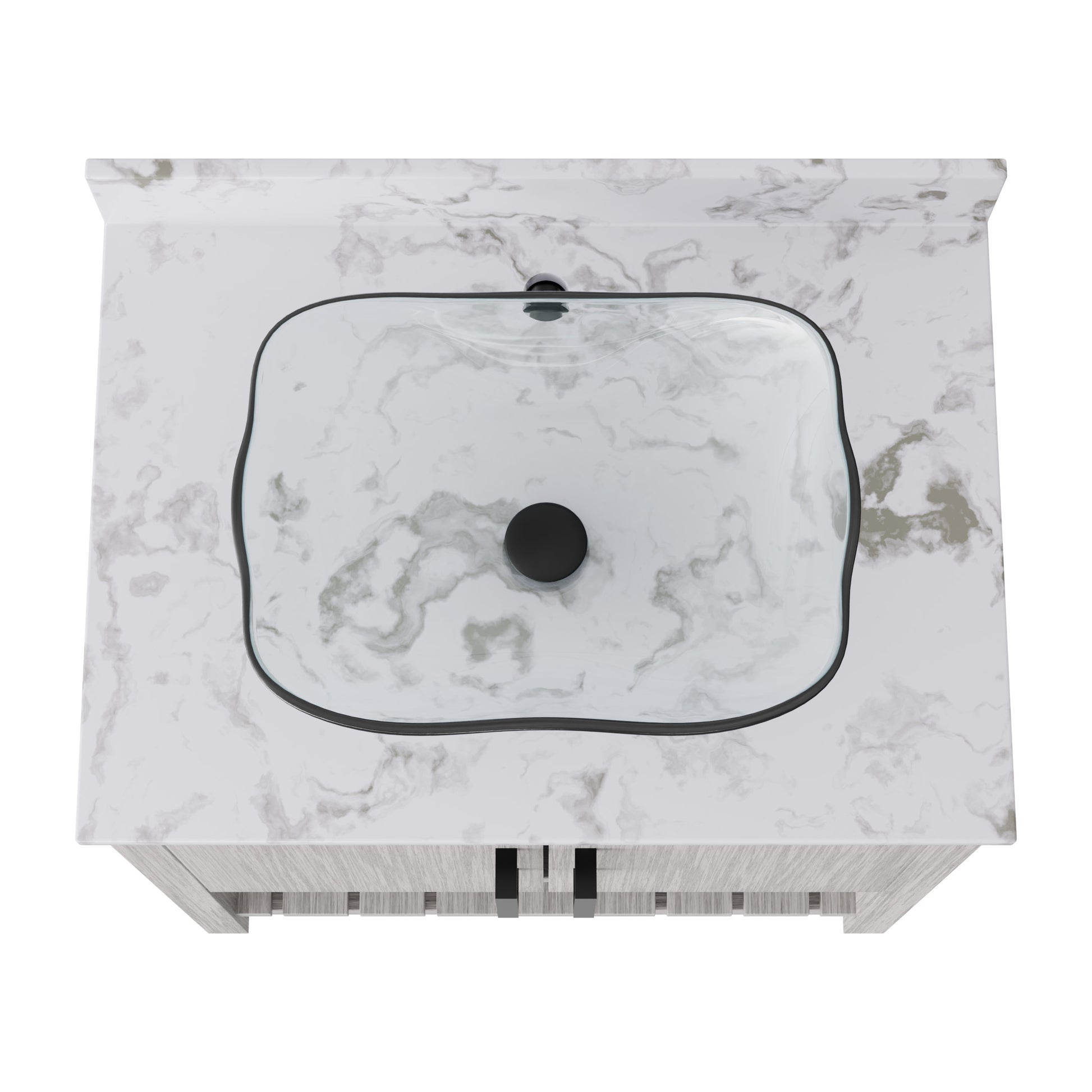 30-inch Novatto bath vanity with café mocha quartz countertop and sink, showcasing a sleek bathroom accessory design.