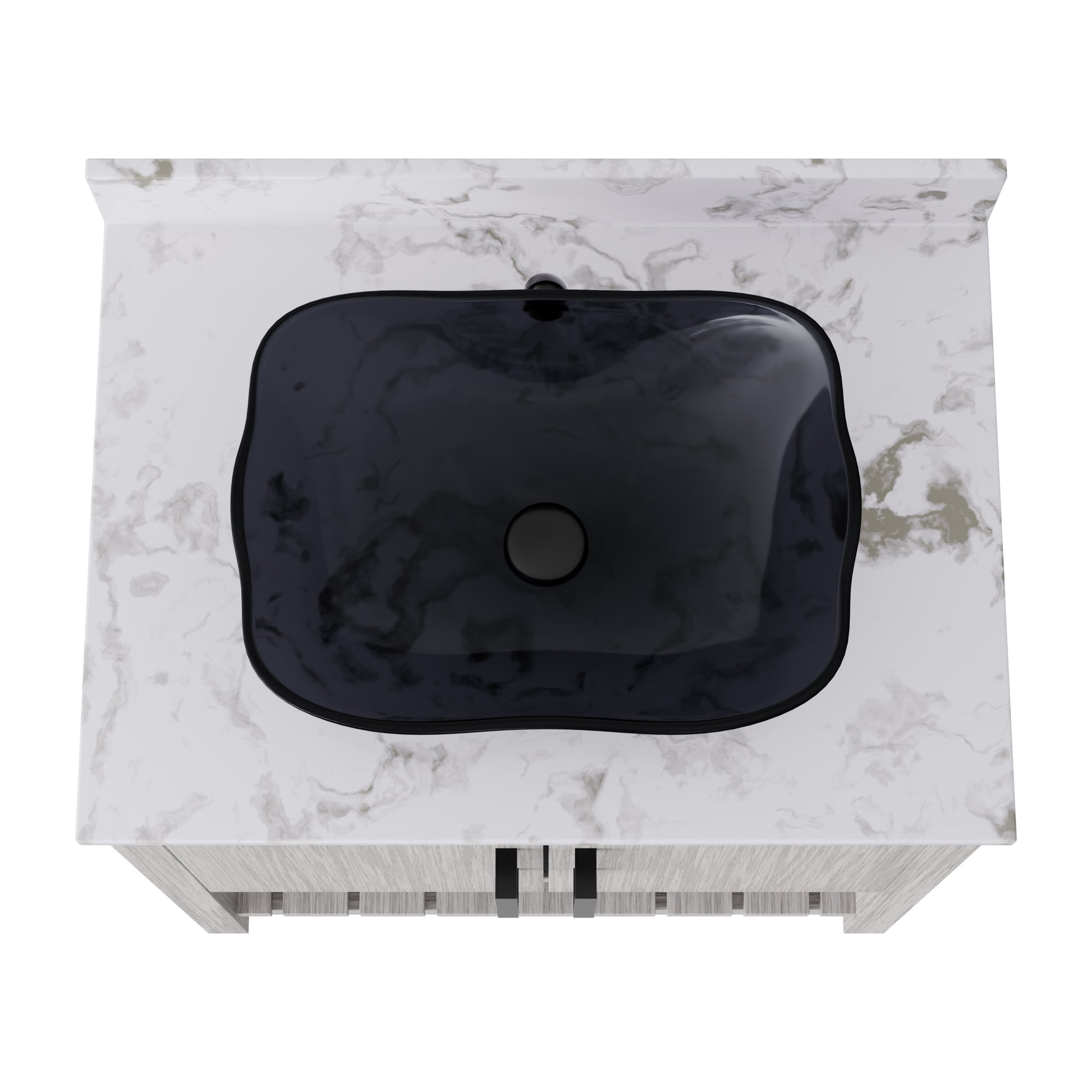 30-inch Novatto bath vanity with café mocha quartz countertop and integrated sink, modern bathroom accessory with sleek design.