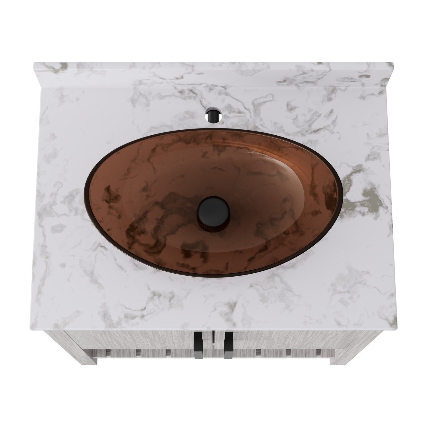 Novatto 30-inch bath vanity with café mocha quartz countertop and integrated sink, modern bathroom accessory.