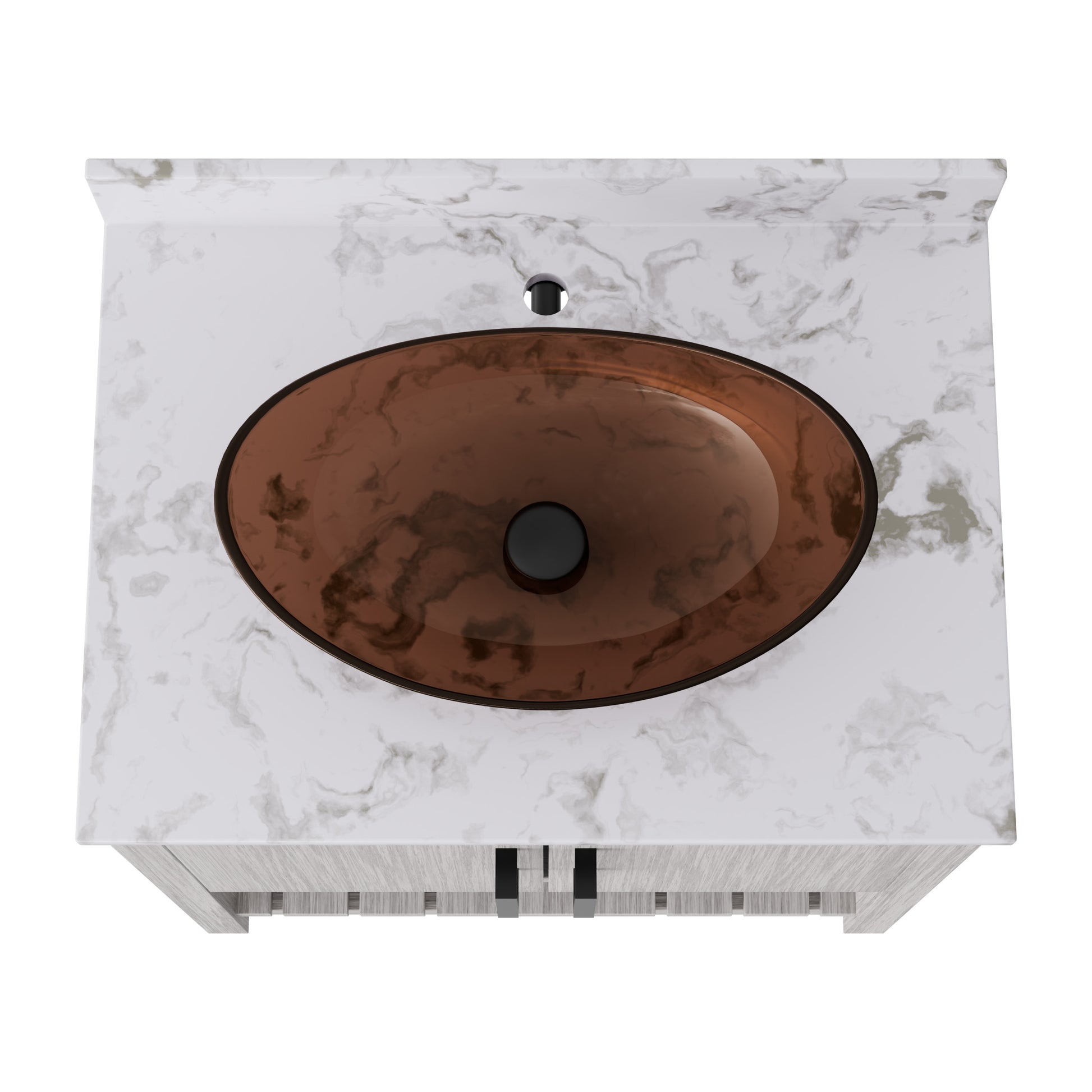 Novatto 30-inch bath vanity with café mocha quartz countertop and integrated sink, modern bathroom accessory.