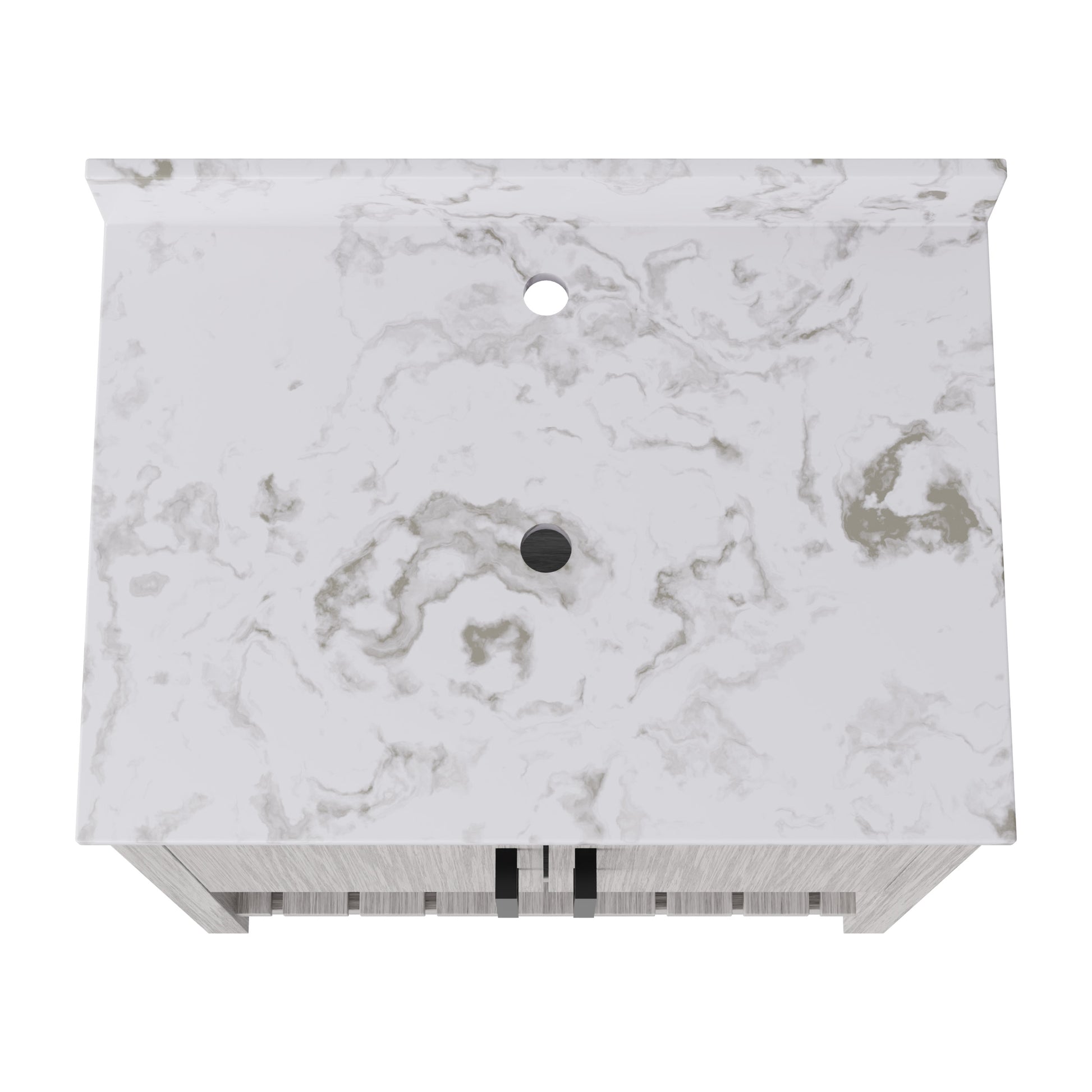 30-inch Novatto vanity with café mocha quartz countertop, showcasing a sleek bathroom accessory with a modern design.
