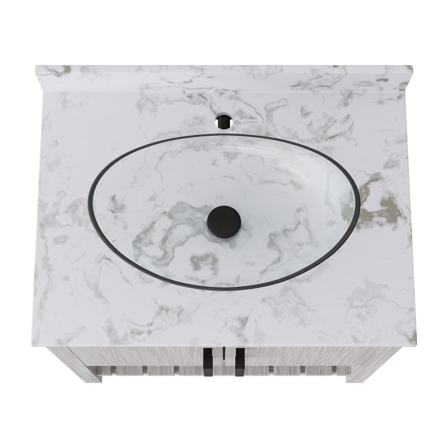Novatto 30-inch bathroom vanity with café mocha quartz countertop and sink, showcasing sleek bathroom accessory design.
