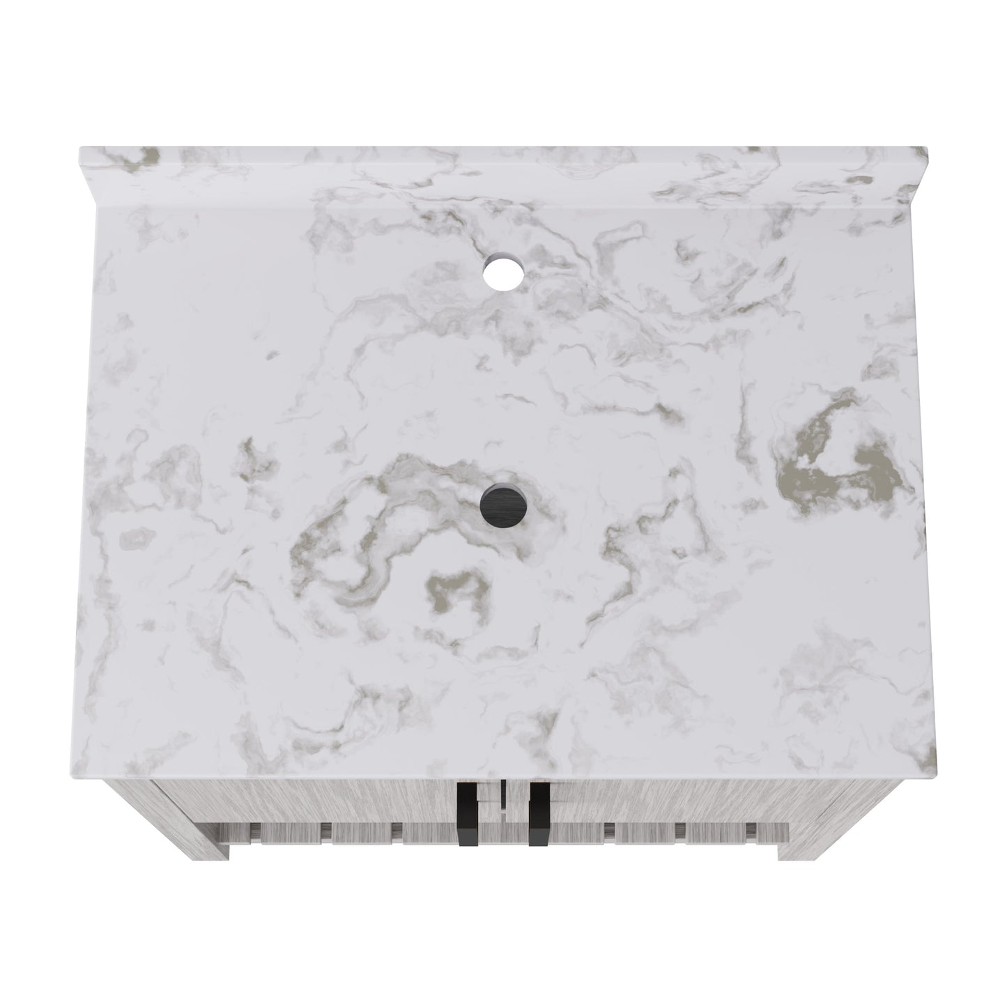 30-inch Novatto vanity with café mocha quartz countertop, showcasing sleek design and modern bathroom accessory.