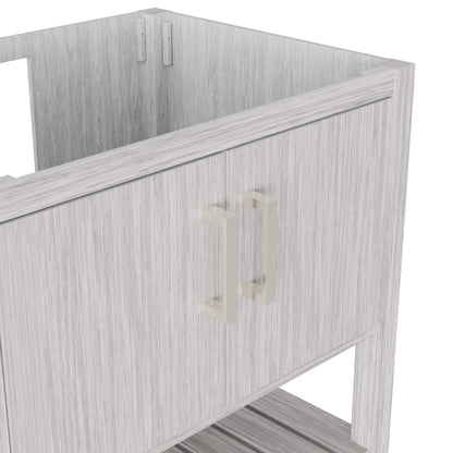 30-inch Storm Grey bath vanity by Novatto, featuring modern design and sleek finish, shown from a front view with hardware details.