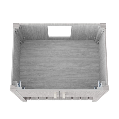 30-inch Storm Grey Novatto bath vanity with sleek design, featuring a modern bathroom accessory in the image.