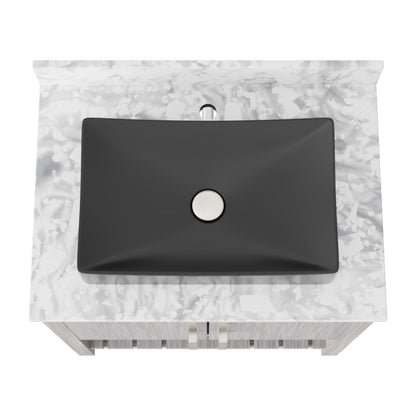 30-inch Novatto bath vanity with Carrara white marble countertop and sink, modern bathroom accessory with sleek design.