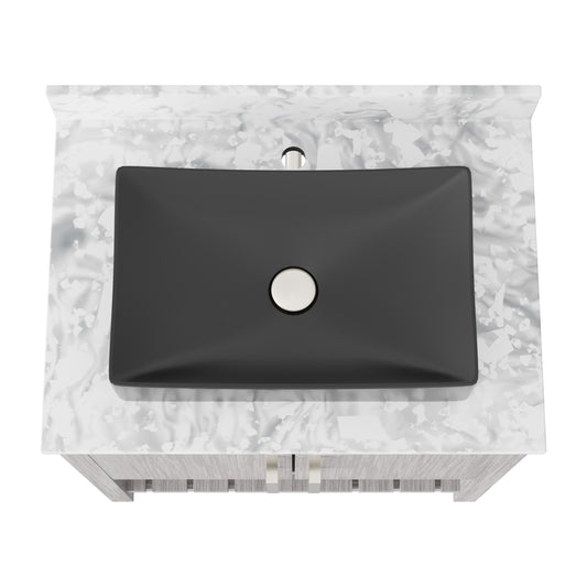 30-inch Novatto bath vanity with Carrara white marble countertop and sink, modern bathroom accessory with sleek design.