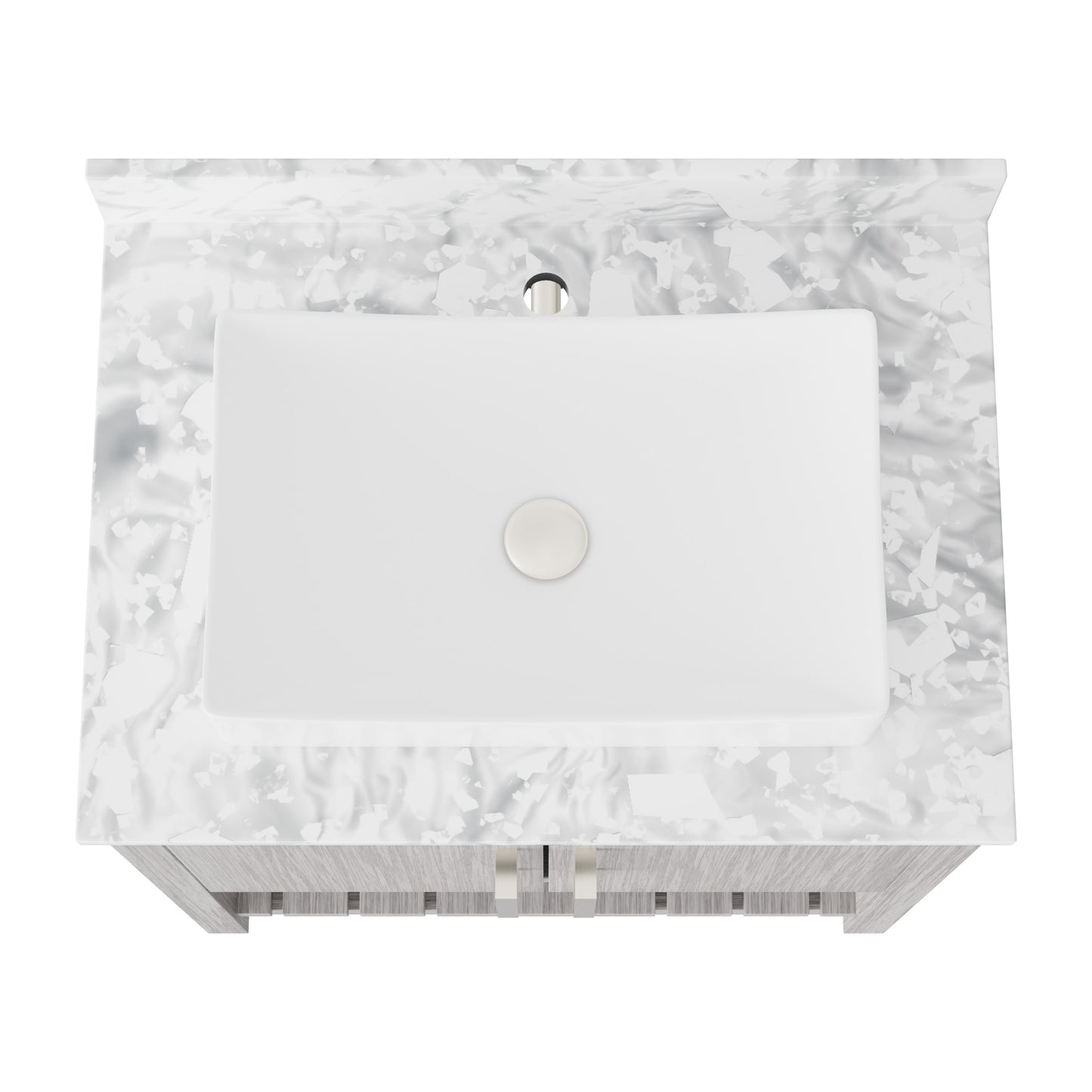30-inch Novatto bath vanity with Carrara white marble counter and integrated sink, modern bathroom accessory.