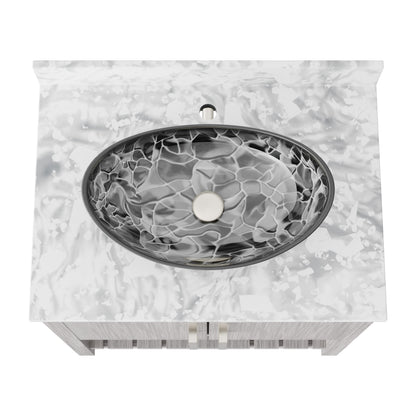 30-inch Novatto bathroom vanity with Carrara white marble counter and integrated sink, showcasing elegant bathroom accessory design.