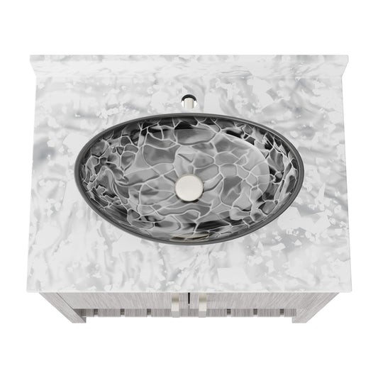 30-inch Novatto bathroom vanity with Carrara white marble counter and integrated sink, showcasing elegant bathroom accessory design.