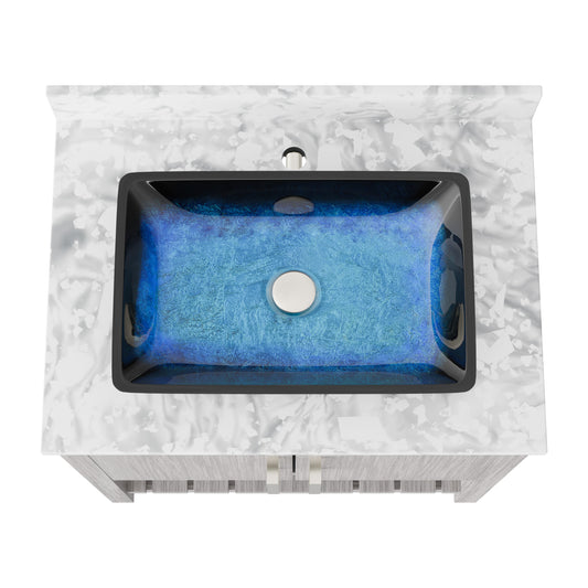 30-inch Novatto bath vanity with Carrara white marble countertop and integrated sink, showcasing elegant bathroom accessory design.