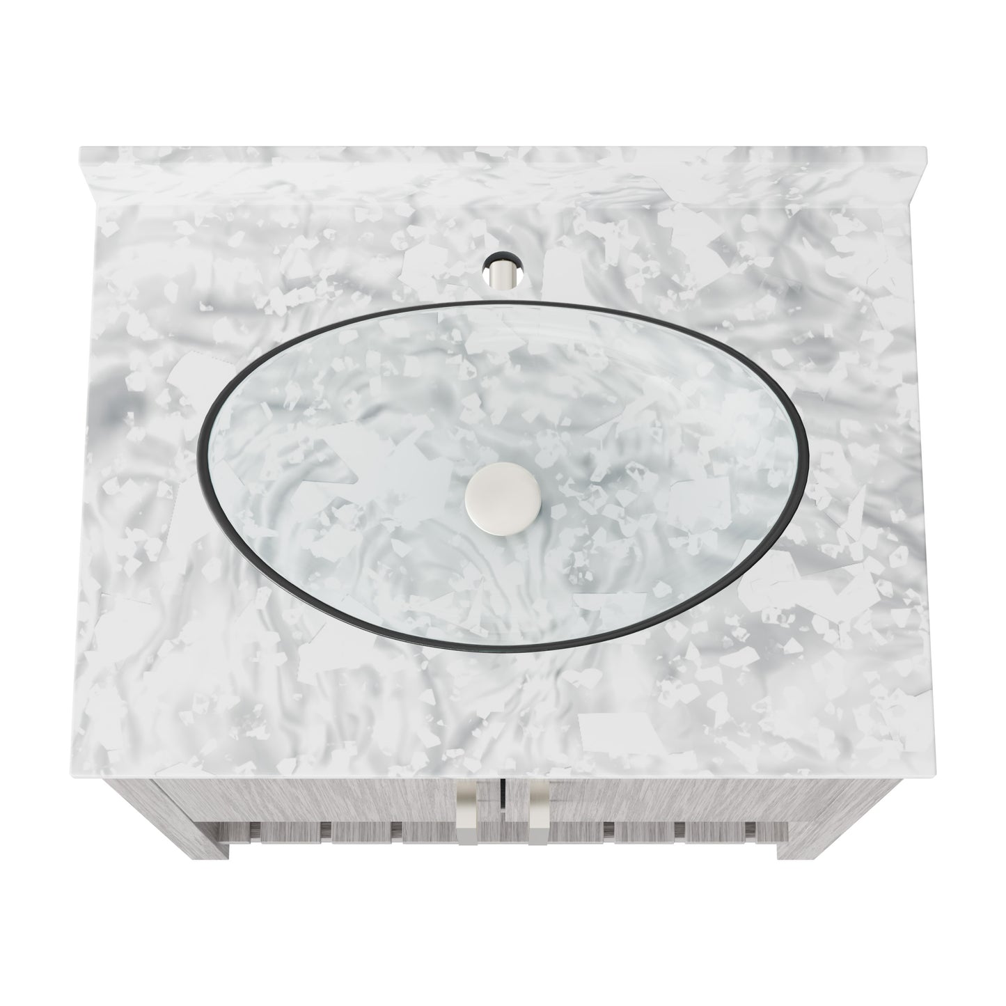 Novatto 30-inch bathroom vanity with Carrara white marble counter and sink, showcasing modern bathroom accessory design.