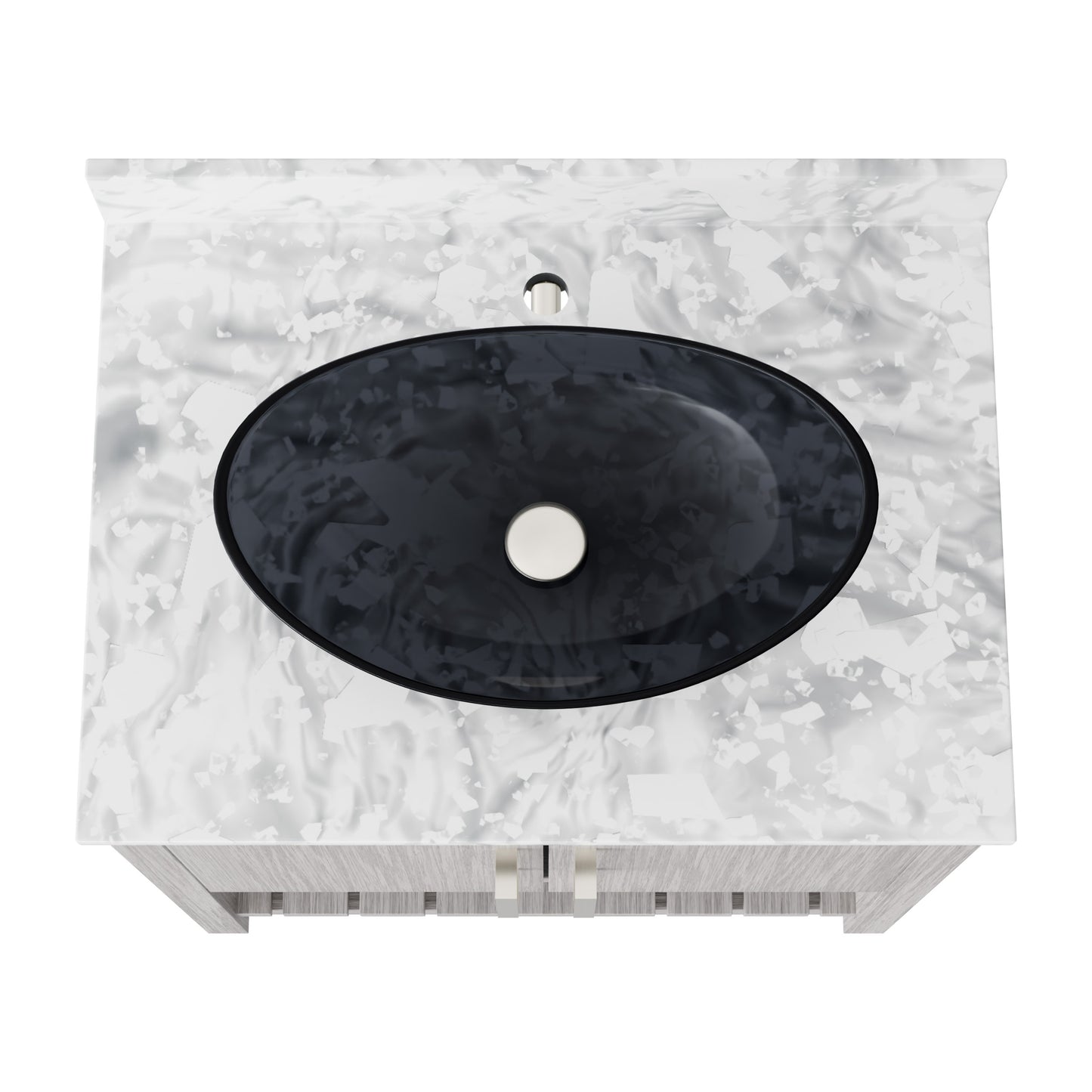 30-inch Novatto bath vanity with Carrara white marble counter and sink, featuring elegant, modern bathroom accessory design.
