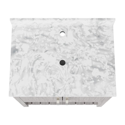 30-inch Novatto vanity with Carrara white marble countertop, modern bathroom accessory with sleek design and durable finish.