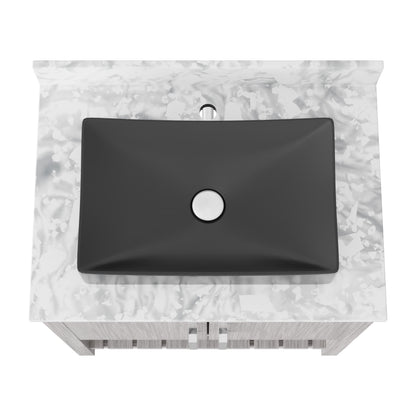 Novatto 30-inch bath vanity with Carrara white marble counter and integrated sink, modern bathroom accessory.