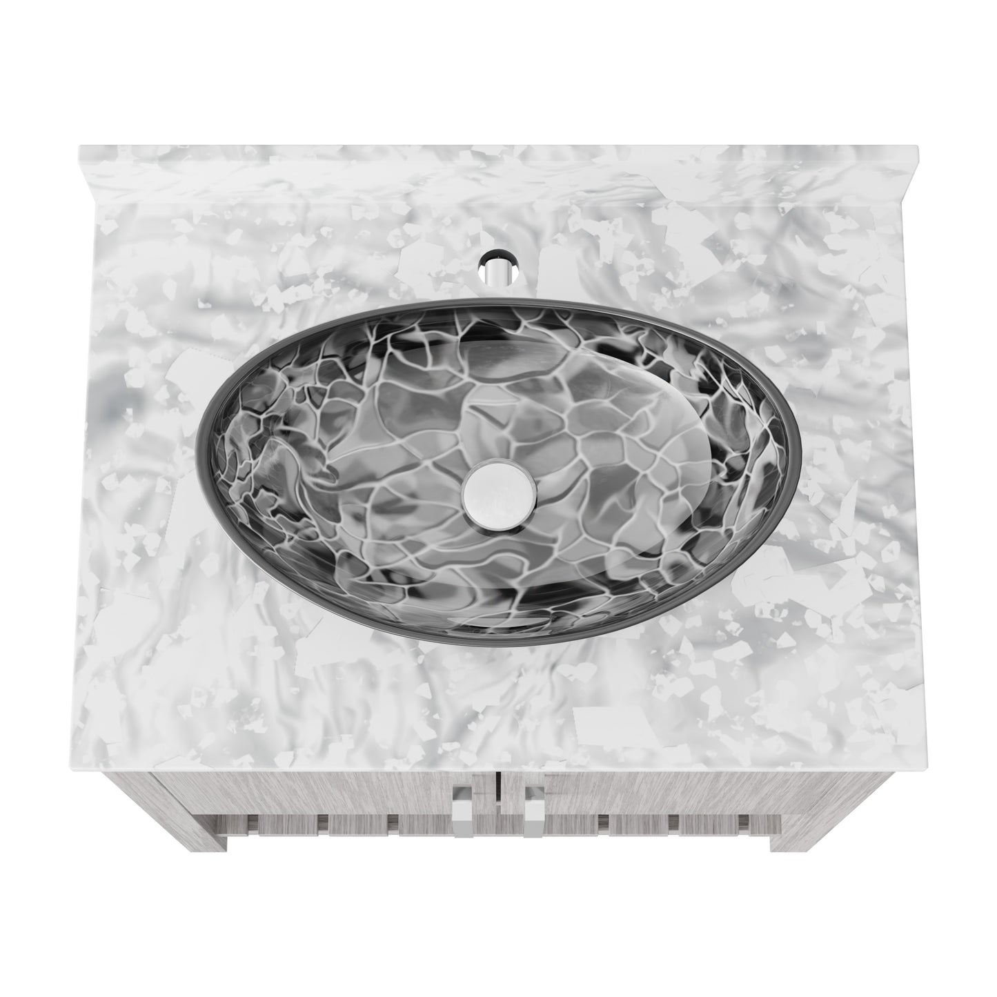 30-inch Novatto bath vanity with Carrara white marble countertop and integrated sink, stylish bathroom accessory.