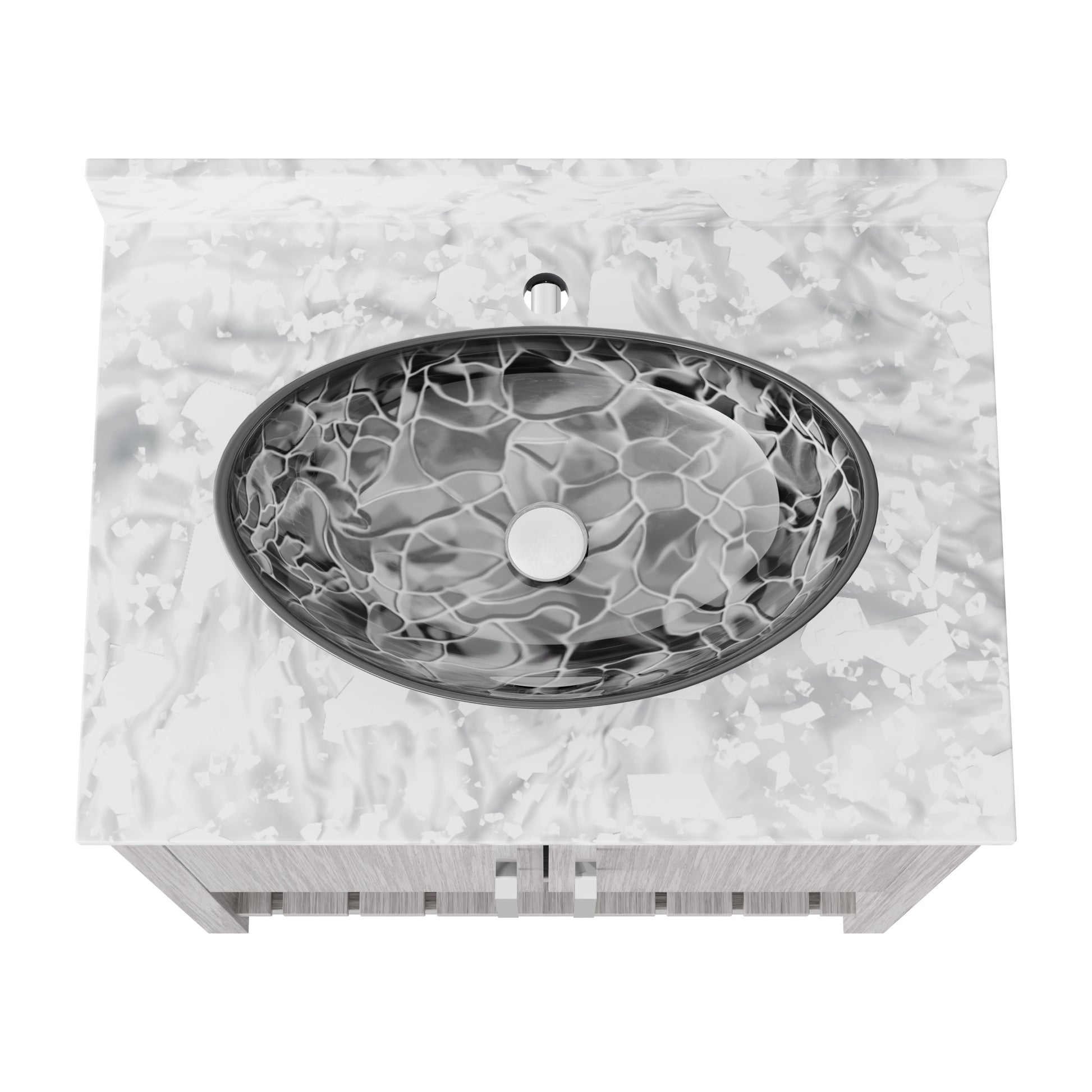 30-inch Novatto bath vanity with Carrara white marble countertop and integrated sink, stylish bathroom accessory.