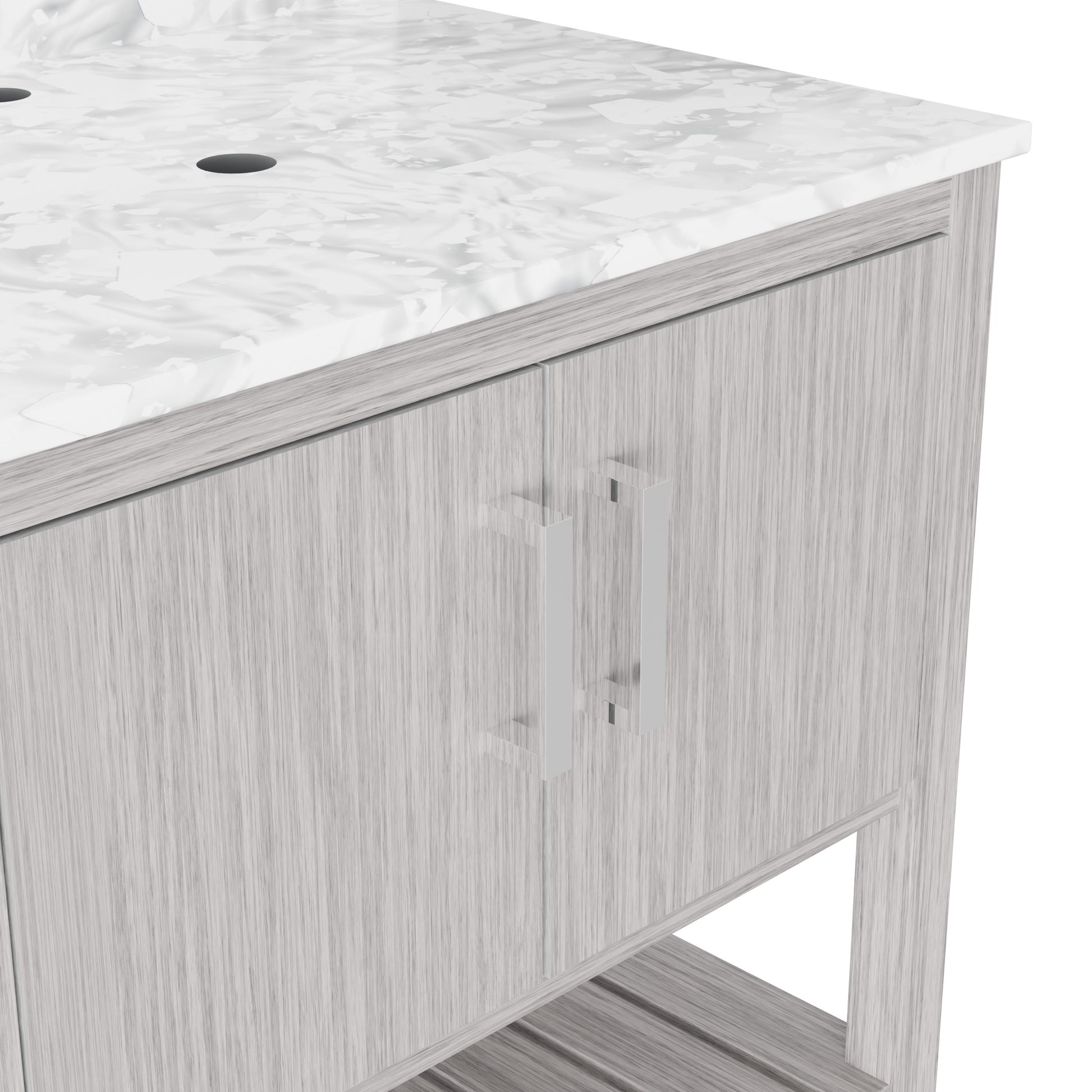 30-inch Novatto vanity with Carrara white marble counter, modern bathroom accessory with sleek design and elegant finish.