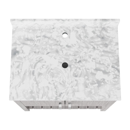 30-inch Novatto vanity with Carrara white marble countertop, modern bathroom accessory with sleek design.
