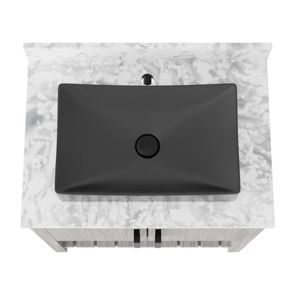 30-inch Novatto bath vanity with Carrara white marble countertop and sink, showcasing sleek modern bathroom accessory design.