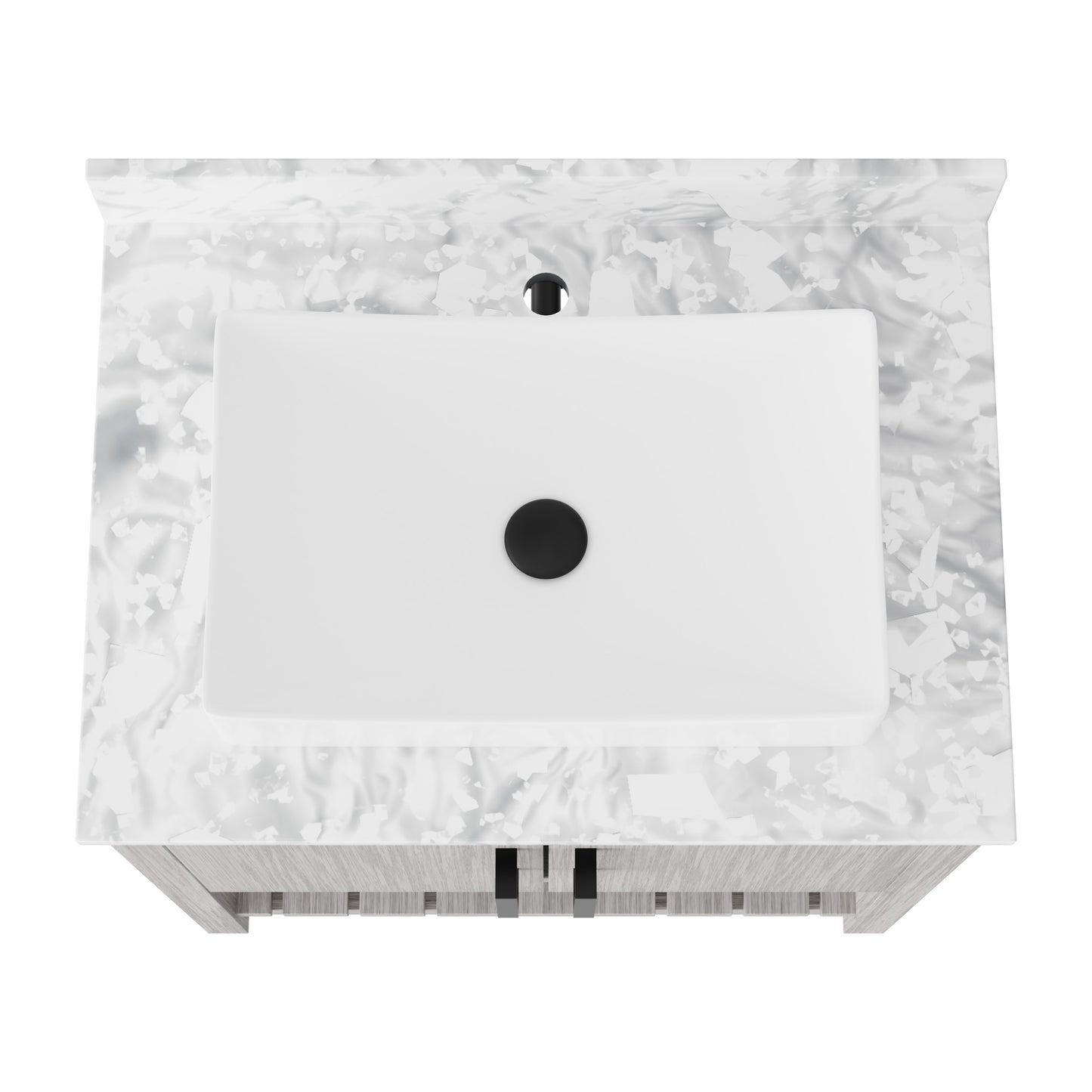 Novatto 30-inch bath vanity with Carrara white marble counter and integrated sink, showcasing elegant bathroom accessory design.