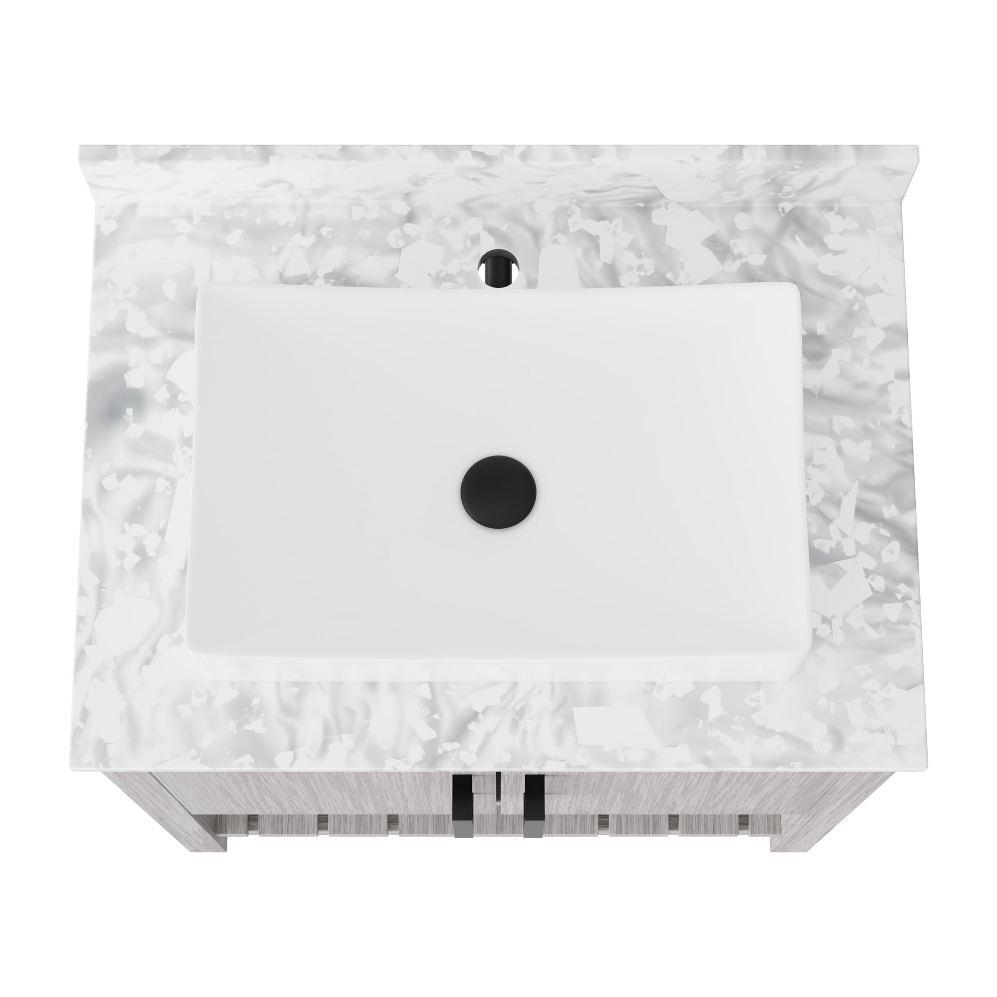 Novatto 30-inch bath vanity with Carrara white marble counter and integrated sink, showcasing elegant bathroom accessory design.
