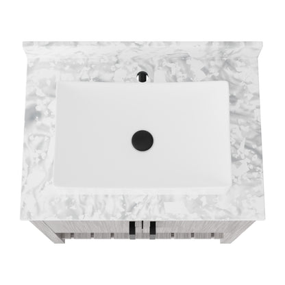 Novatto 30-inch bath vanity with Carrara white marble counter and integrated sink, showcasing elegant bathroom accessory design.