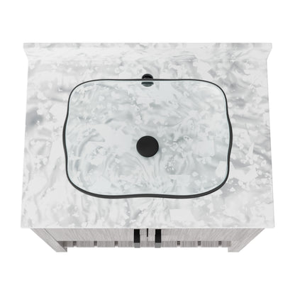 30-inch Novatto bath vanity with Carrara white marble counter and sink, featuring elegant design and polished surface.
