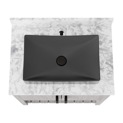 30-inch Novatto bath vanity with Carrara white marble countertop and integrated sink, showcasing elegant accessorial bathroom furniture.