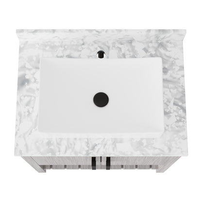 Novatto 30-inch bath vanity with Carrara white marble counter and sink, showcasing sleek design and elegant natural stone surface.