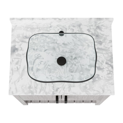 30-inch Novatto bath vanity with Carrara white marble counter and integrated sink, showcasing a sleek bathroom accessory.