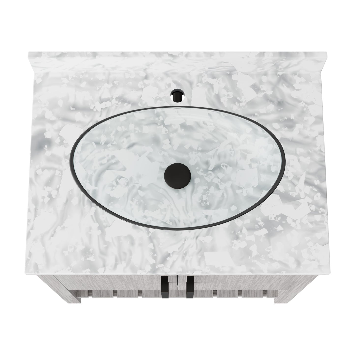 Novatto 30-inch bath vanity with Carrara white marble countertop and integrated sink, modern bathroom accessory.