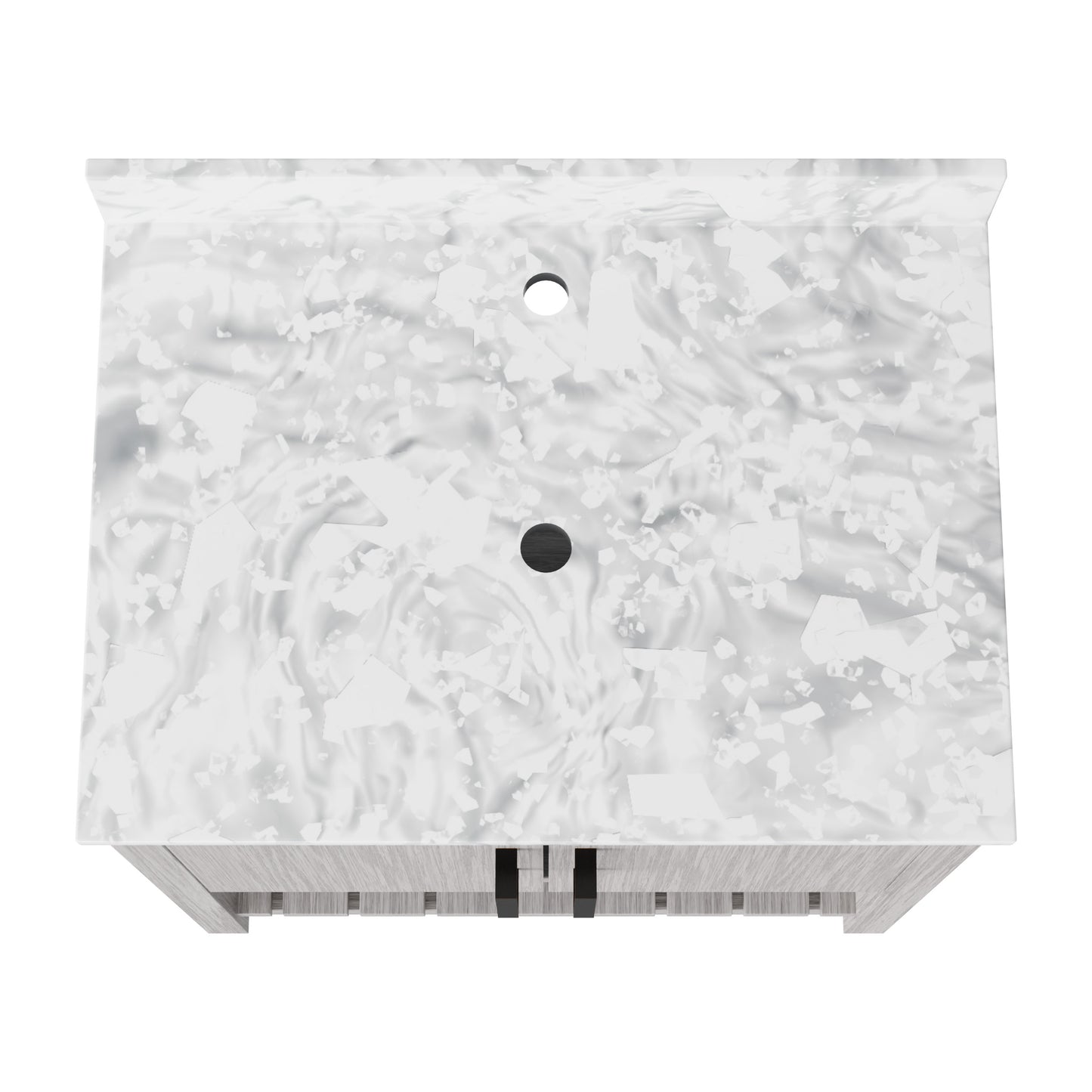 30-inch Novatto vanity with Carrara white marble countertop, modern bathroom accessory with sleek design and elegant surface.