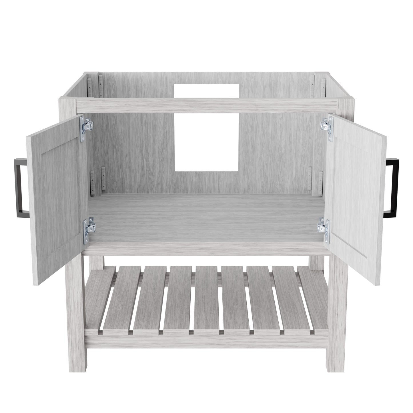 30-inch Storm Grey Novatto bath vanity with sleek accessory design, featuring modern hardware and a smooth surface finish.