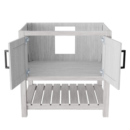 30-inch Storm Grey Novatto bath vanity with sleek accessory design, featuring modern hardware and a smooth surface finish.