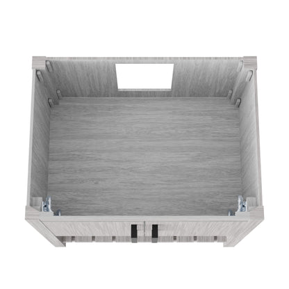 30-inch Storm Grey bath vanity by Novatto, featuring sleek design and modern bathroom accessory with wood finish.
