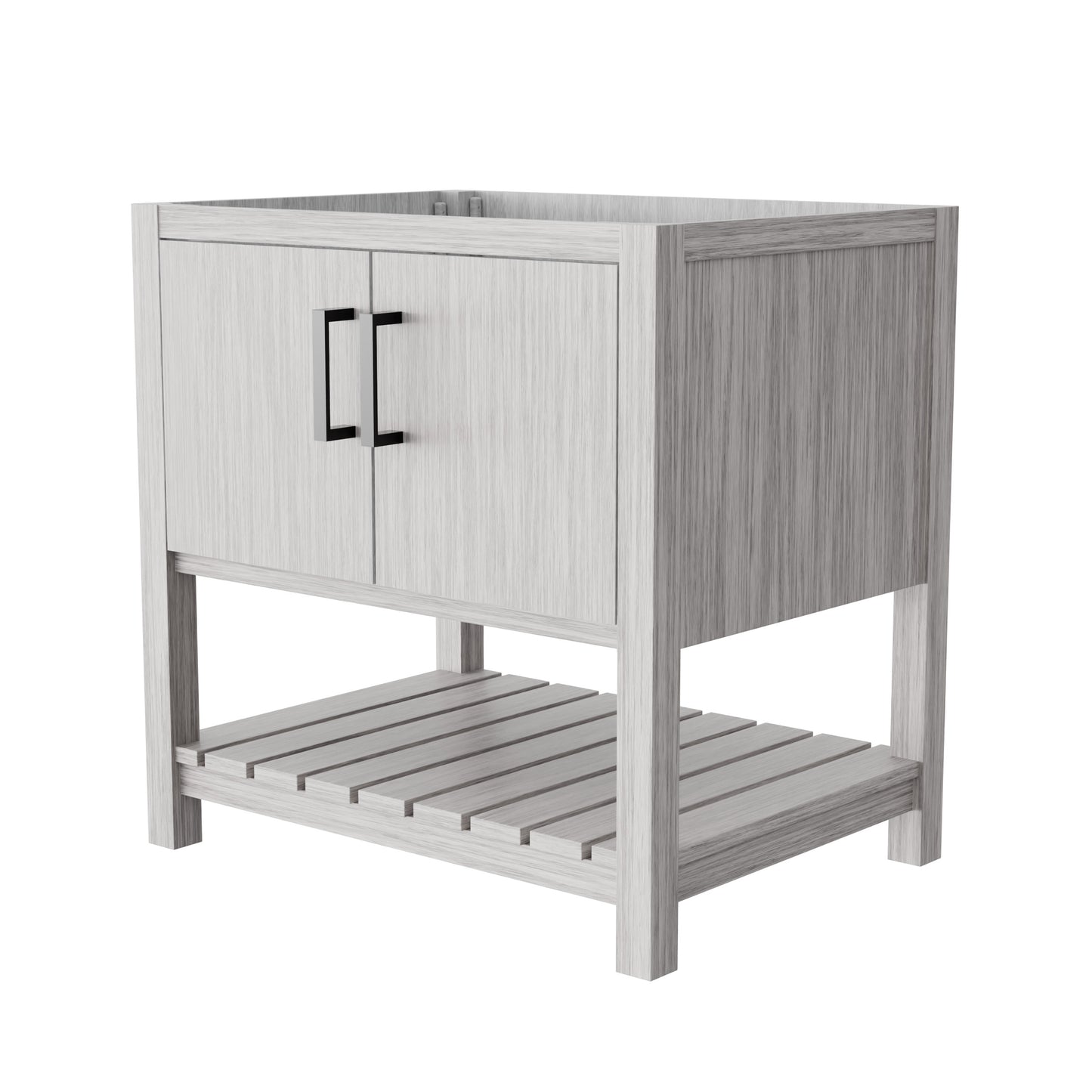 30-inch Storm Grey bath vanity by Novatto with sleek modern design, featuring a spacious countertop and stylish cabinet.