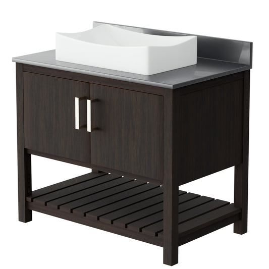 36-inch Bath Vanity with Storm Grey Quartz Counter and Sink - NOBV-36CM-280-1141