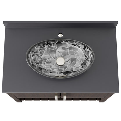 Novatto 36-inch bath vanity with storm grey quartz countertop and integrated sink, modern bathroom accessory design
