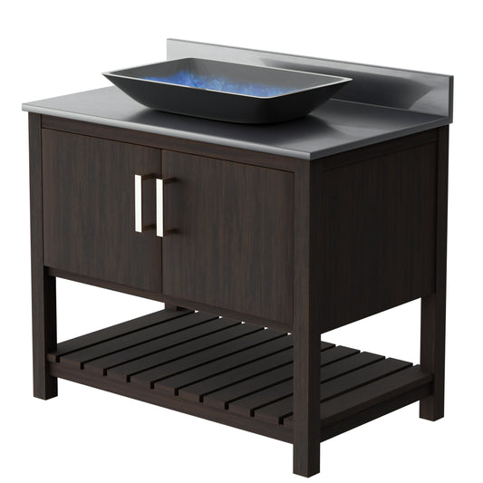 36-inch Bath Vanity with Storm Grey Quartz Counter and Sink - NOBV-36CM-280-19034