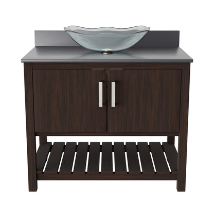 36-inch Bath Vanity with Storm Grey Quartz Counter and Sink - NOBV-36CM-280-317C