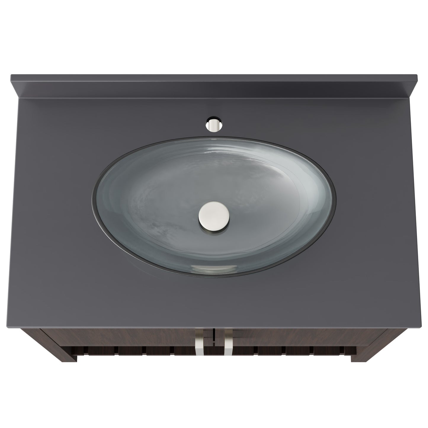 Novatto 36-inch bath vanity with storm grey quartz countertop and sink, modern bathroom accessory with sleek design.