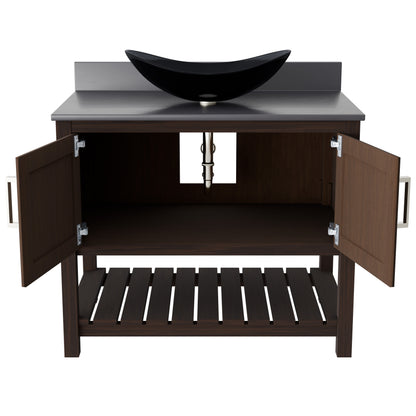 36-inch Bath Vanity with Storm Grey Quartz Counter and Sink - NOBV-36CM-280-324G