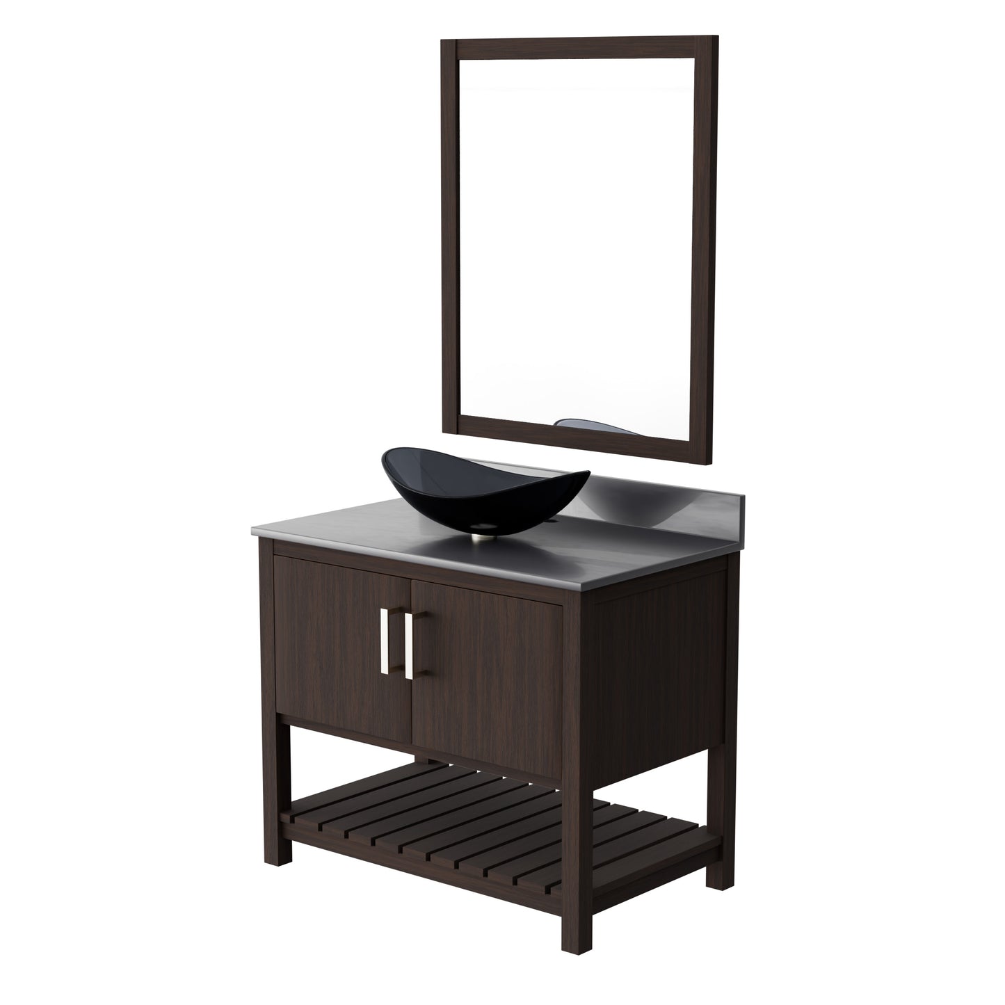 36-inch Bath Vanity with Storm Grey Quartz Counter and Sink - NOBV-36CM-280-324G