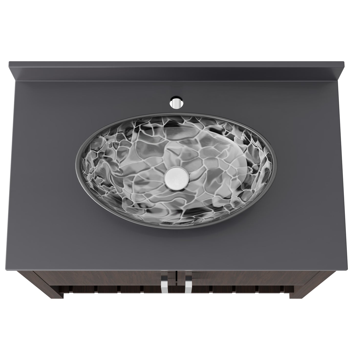 Novatto 36-inch bath vanity with storm grey quartz countertop and integrated sink, modern bathroom accessory.