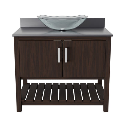 36-inch Bath Vanity with Storm Grey Quartz Counter and Sink - NOBV-36CM-280-317C