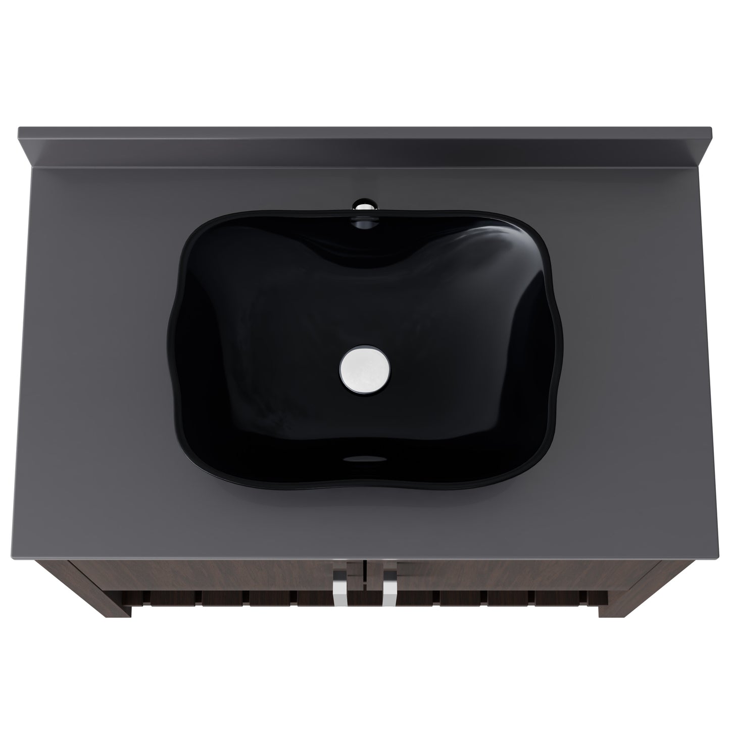 Novatto 36-inch bath vanity with storm grey quartz countertop and integrated sink, modern bathroom accessory.