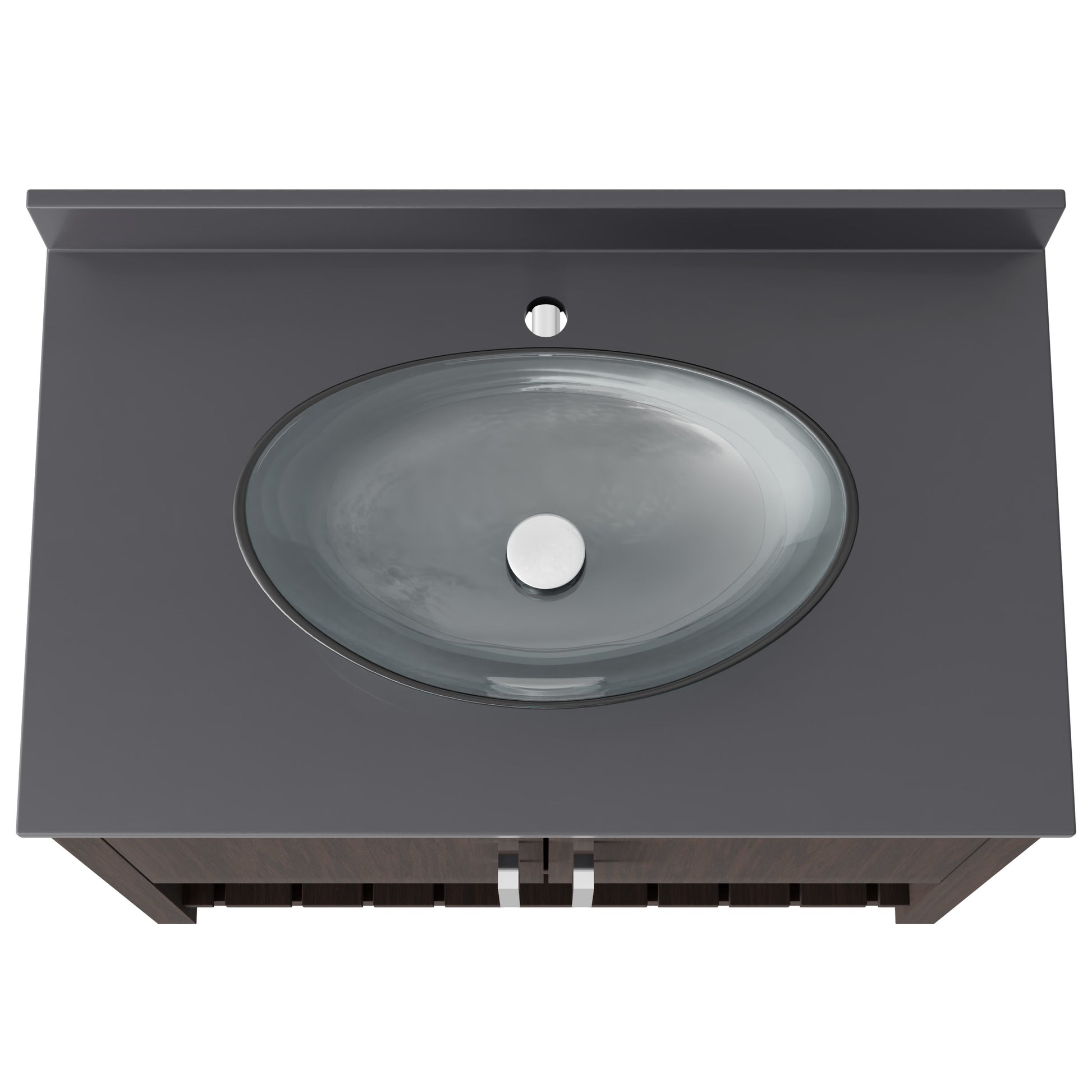 36-inch Novatto bathroom vanity with storm grey quartz counter and integrated sink, showcasing modern bathroom accessory design