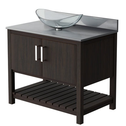 Novatto 36-inch bathroom vanity with storm grey quartz countertop and sink, modern accessory for stylish bathroom decor