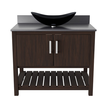 36-inch Bath Vanity with Storm Grey Quartz Counter and Sink - NOBV-36CM-280-324G